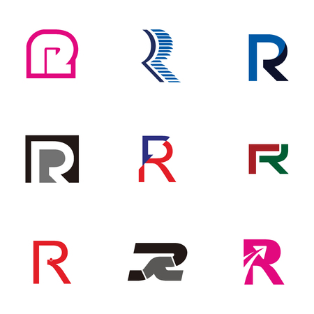 Set of letter logo design template elements collection of vector letter R logoのイラスト素材