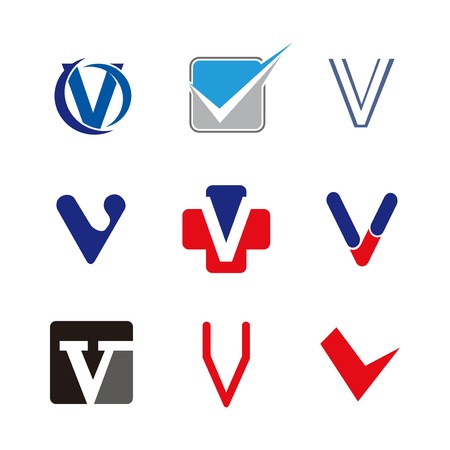Alphabet letters set V icon element. V letter collection.のイラスト素材