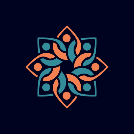 People Floral circle logo vector element. floral logo templateのイラスト素材