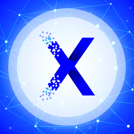 X Letter data tech logo concept with tech Background. letter with data vector templateのイラスト素材