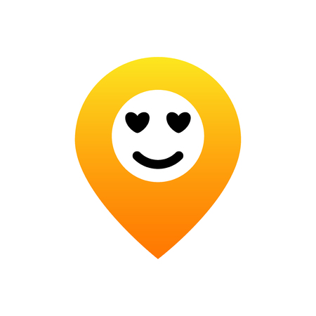 Pin Emoji in love. Emotion of happiness. pin location emotionのイラスト素材