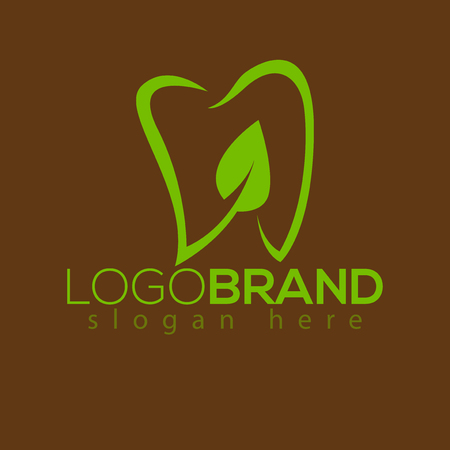 Dental leaf green logo vector templateのイラスト素材