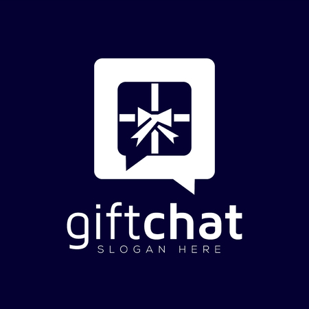 Gift chat logo vector templateのイラスト素材