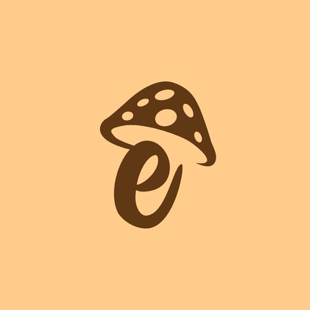 e Letter lowercase mushroom logo icon vectorのイラスト素材