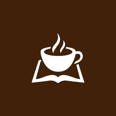 coffee with book logo icon vectorのイラスト素材