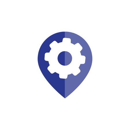 pin location with gear industry logo icon vectorのイラスト素材