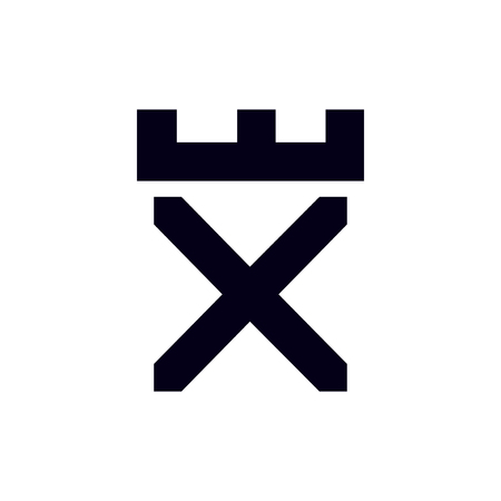 Fortress castle initial X logo template vectorのイラスト素材