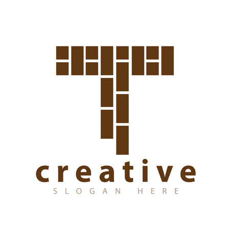 T Letter brick logo icon templateのイラスト素材