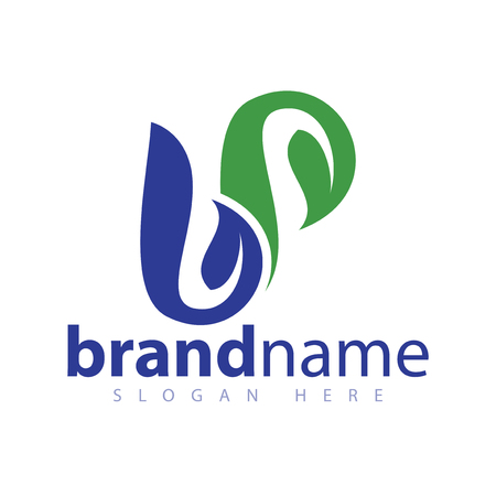 b p initial letter leaf logo icon vectorのイラスト素材