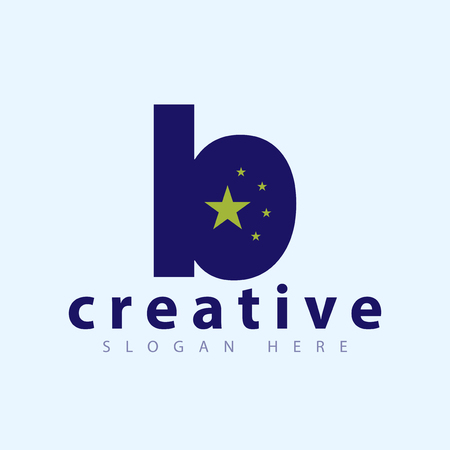 B letter with star Chinese logo icon vectorのイラスト素材