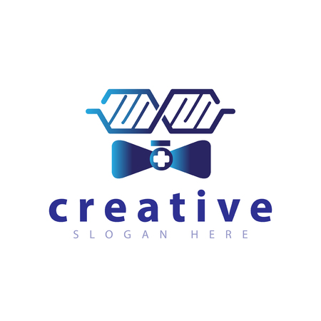 dna medical with glasses logo icon vectorのイラスト素材