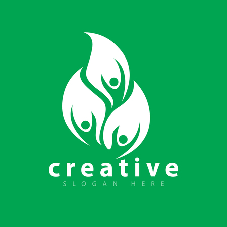 People group leaf logo icon vector templateのイラスト素材