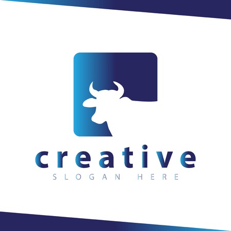 Cow in square icon vector templateのイラスト素材