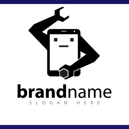 robot smart phone logo repair vector templateのイラスト素材