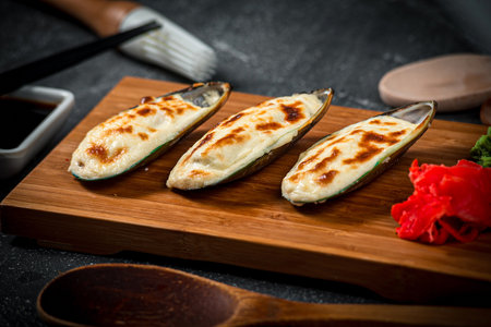 BAKED SPICE Mussels, food, delicious, appetizing,の写真素材