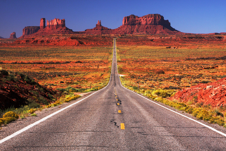 Monument Valley desert roadの写真素材