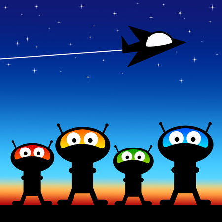 Space aliens illustrationの写真素材