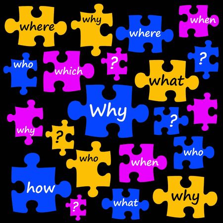 Questions puzzle illustrationの写真素材
