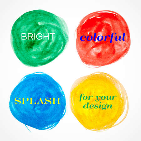 Bright Colorful Abstract watercolor round splash banners. Vector illustration.のイラスト素材