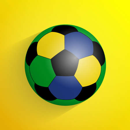 Simple style colorful football soccer ball with shadow isolated on yellow background. Vector illustration.のイラスト素材