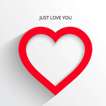 Red Heart Paper Sticker With Shadow Valentines day vector illustration Postcard.Vector Illustration.のイラスト素材