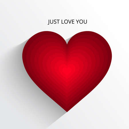 Red Heart Paper Sticker With Shadow Valentines day vector illustration Postcard.Vector Illustration.のイラスト素材