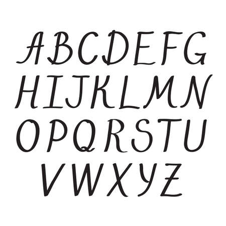 Simple vector cute alphabet on white background. Hand drawn letters.のイラスト素材