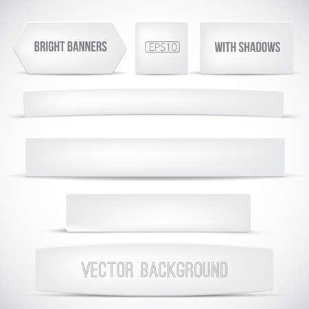 Set of white banners with different shadow. Vector Illustration.のイラスト素材