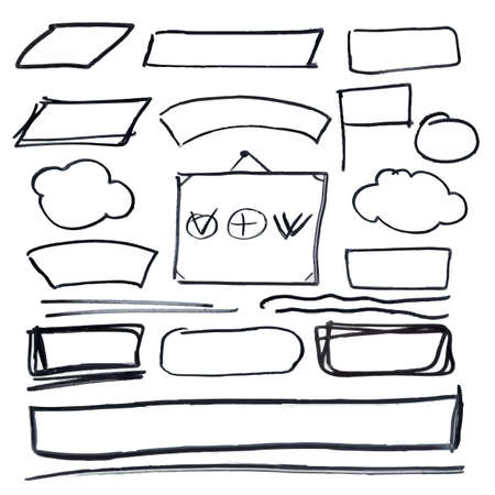 Vector grunge frames. Hand drawn sketch design elements.のイラスト素材