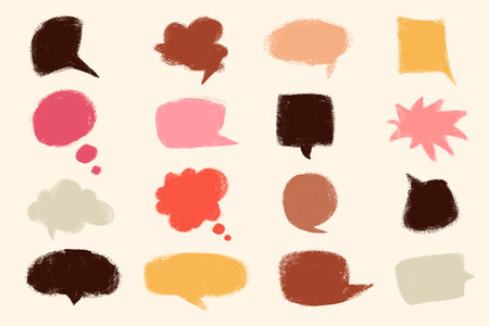 Hand drawn chat bubbles. Retro collection of textured speech frames. Cartoon comic book text boxesのイラスト素材