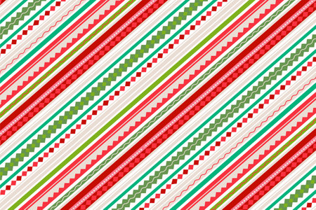 Xmas geometrical pattern for Christmas wrapping paper. Red and green square design for festive packaging.のイラスト素材