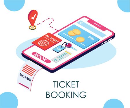 Isometric artwork concept ticket bookingのイラスト素材