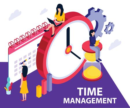 Isometric artwork concept time managementのイラスト素材