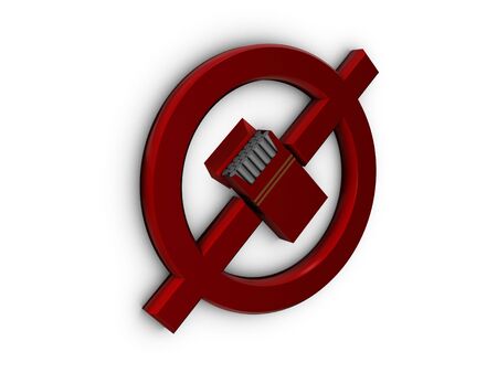 Red sign with cigarette boxの写真素材