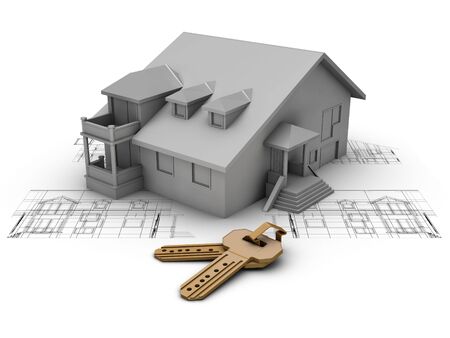 House project with plan and keysの写真素材