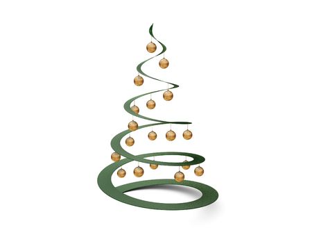 Christmas tree with golden ballsの写真素材