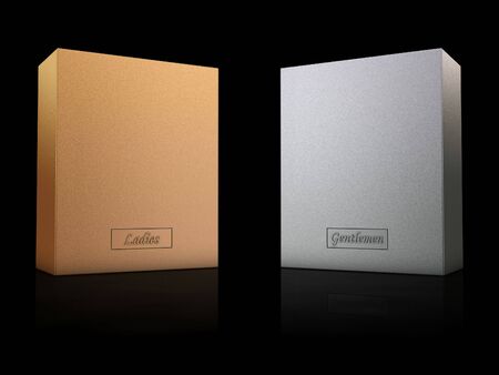 Luxury gold and silver gift boxesの写真素材