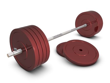 Red weight with silver barの写真素材