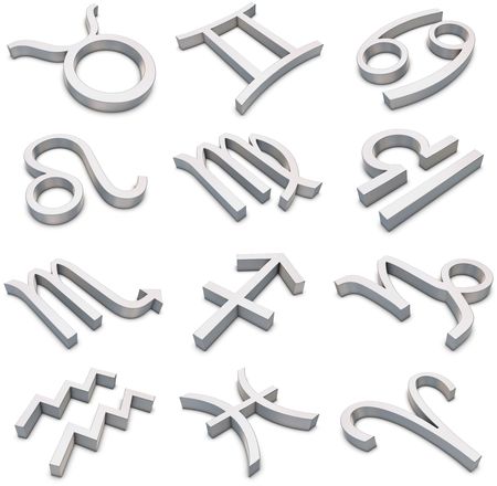 All zodiac signs isolated on white backgroundの写真素材