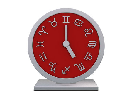 Zodiac silver clock isolated on white background