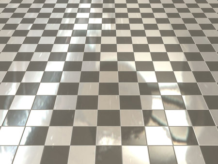 Black and white shiny metal checkered background