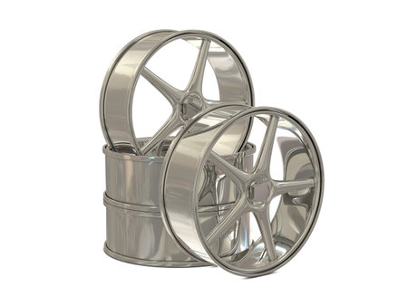 Car rims in group isolated on white backgroundの写真素材