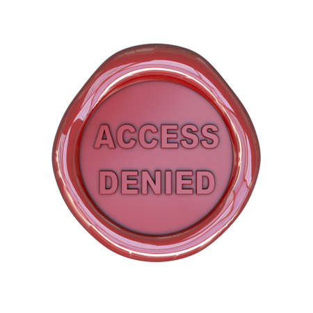 Wax seal with access denied text isolated on white backgroundの写真素材