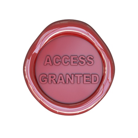 Wax seal with access granted text isolated on white backgroundの写真素材