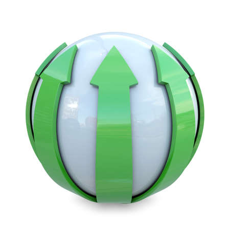 Green lines on sphere isolated on white backgroundの写真素材