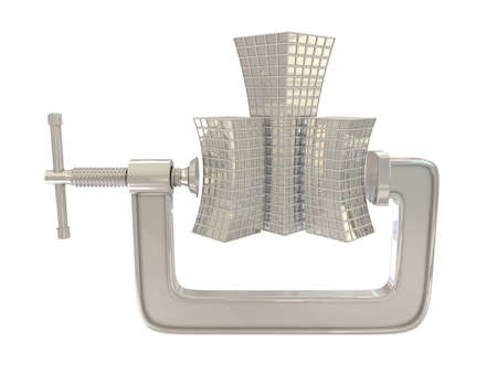 G clamp and buildings isolated on white backgroundの写真素材