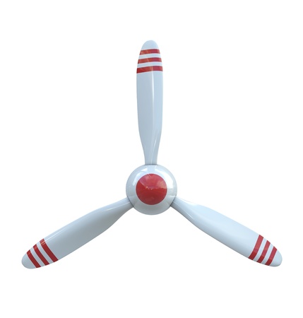 Plane propeller with 3 blades isolated on white backgroundの写真素材