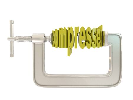 G clamp and text compressed isolated on white backgroundの写真素材