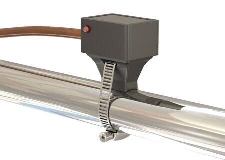 Temperature sensor with diode on silver metal pipeの写真素材