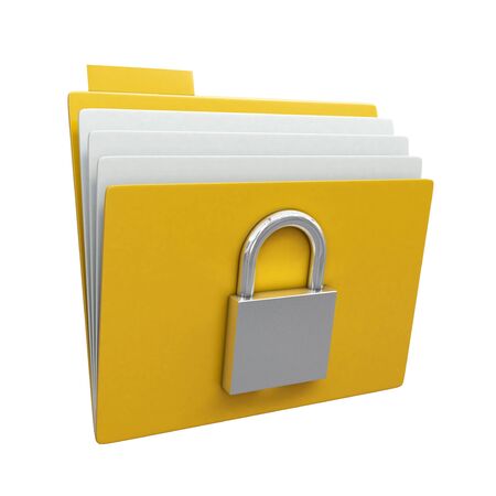 Folder with closed padlock isolated on white backgroundの写真素材